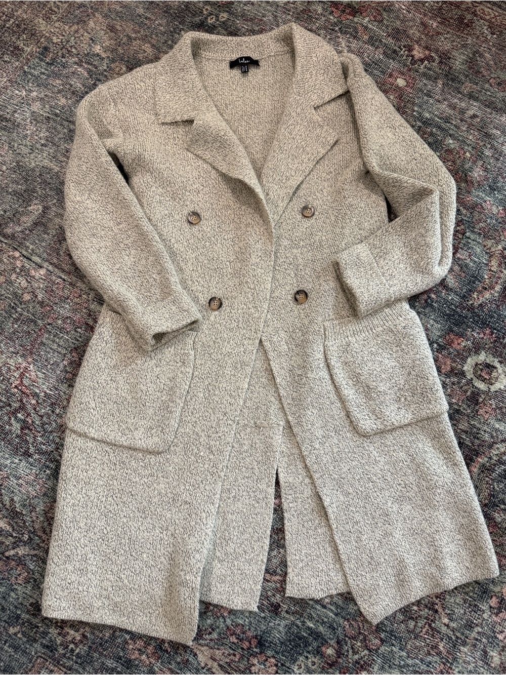 Lulus Beige Marled Long Sleeve Cardigan Sweater Size XXS